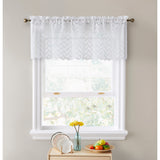 HLC.me Herringbone Lace Sheer Kitchen Cafe Curtain Tiers Swags Valance for Small Windows & Bathroom
