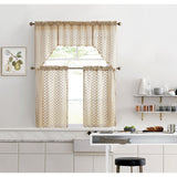 HLC.me Herringbone Lace Sheer Kitchen Cafe Curtain Tiers Swags Valance for Small Windows & Bathroom