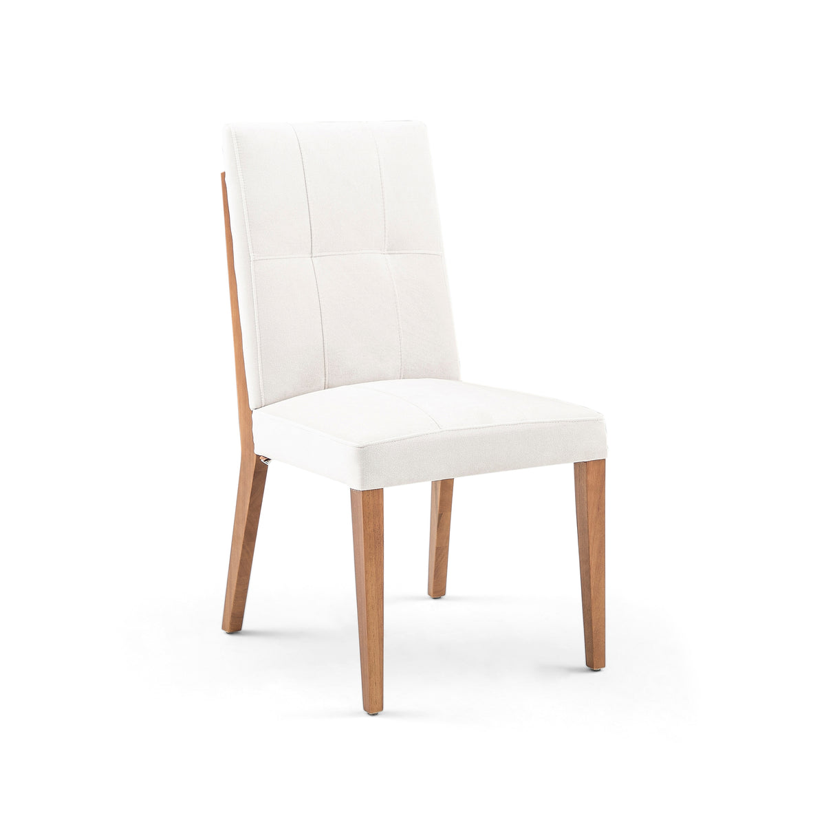 Herval Upholstered Dining Chair in Off-White and Almond Oak Wood Finish, Set of 2, 36” H x 22” D x 19” W