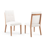 Herval Upholstered Dining Chair in Off-White and Almond Oak Wood Finish, Set of 2, 36” H x 22” D x 19” W