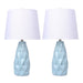 Hex 20" Ceramic Table Lamp w/ Faceted Base & Linen Shade (Set of 2) - 20.5
