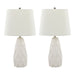 Hex 20" Ceramic Table Lamp w/ Faceted Base & Linen Shade (Set of 2) - 20.5