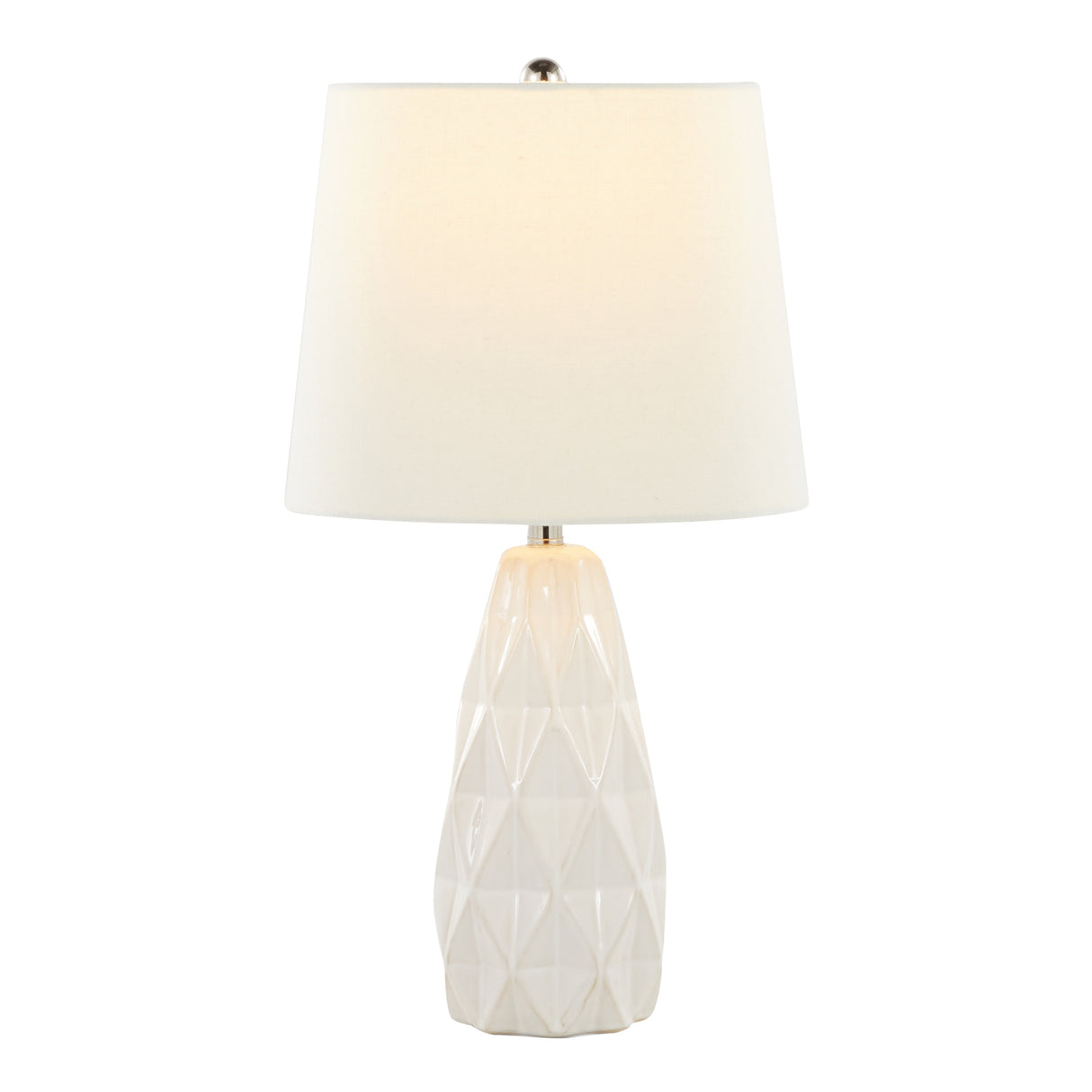 Hex 20" Ceramic Table Lamp w/ Faceted Base & Linen Shade (Set of 2) - 20.5