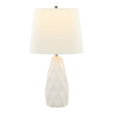 Hex 20" Ceramic Table Lamp w/ Faceted Base & Linen Shade (Set of 2) - 20.5