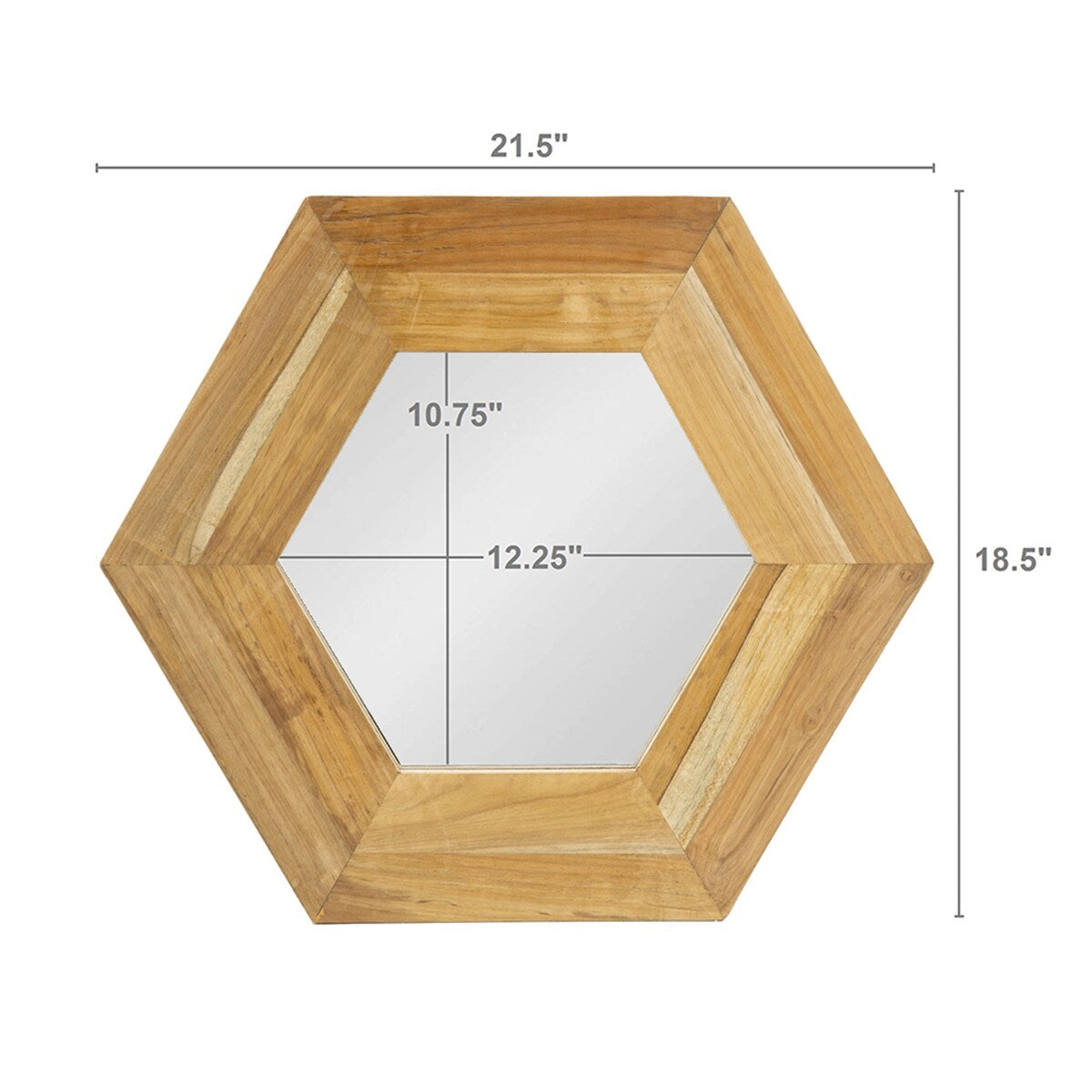 Hexagon Mirror with Natural Wood Frame