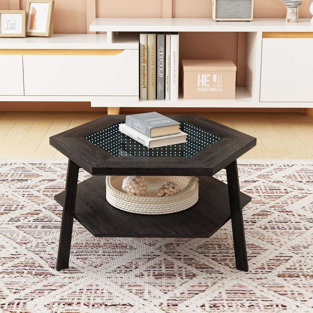 Hexagon Smart Coffee Table with 16-Color LED Lights