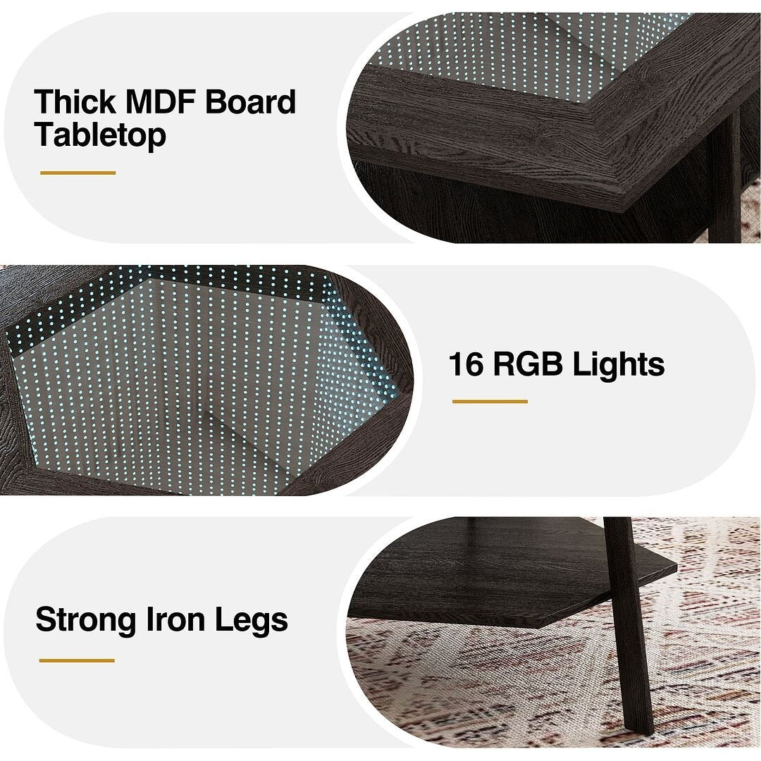 Hexagon Smart Coffee Table with 16-Color LED Lights