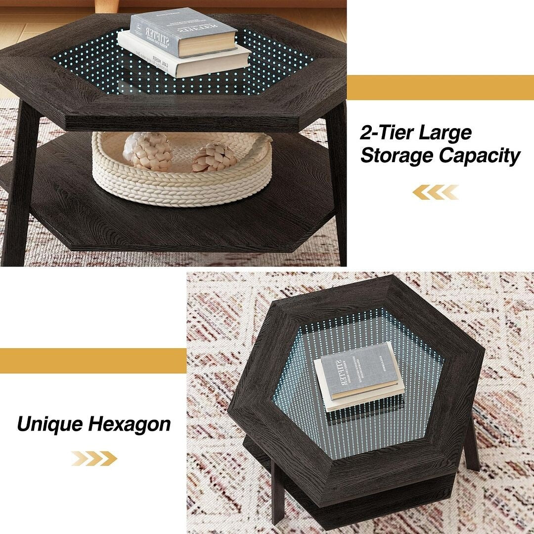 Hexagon Smart Coffee Table with 16-Color LED Lights