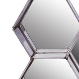 Hexagonal Mirrored Wall Display with Two Keyhole Hanger On Top, Silver