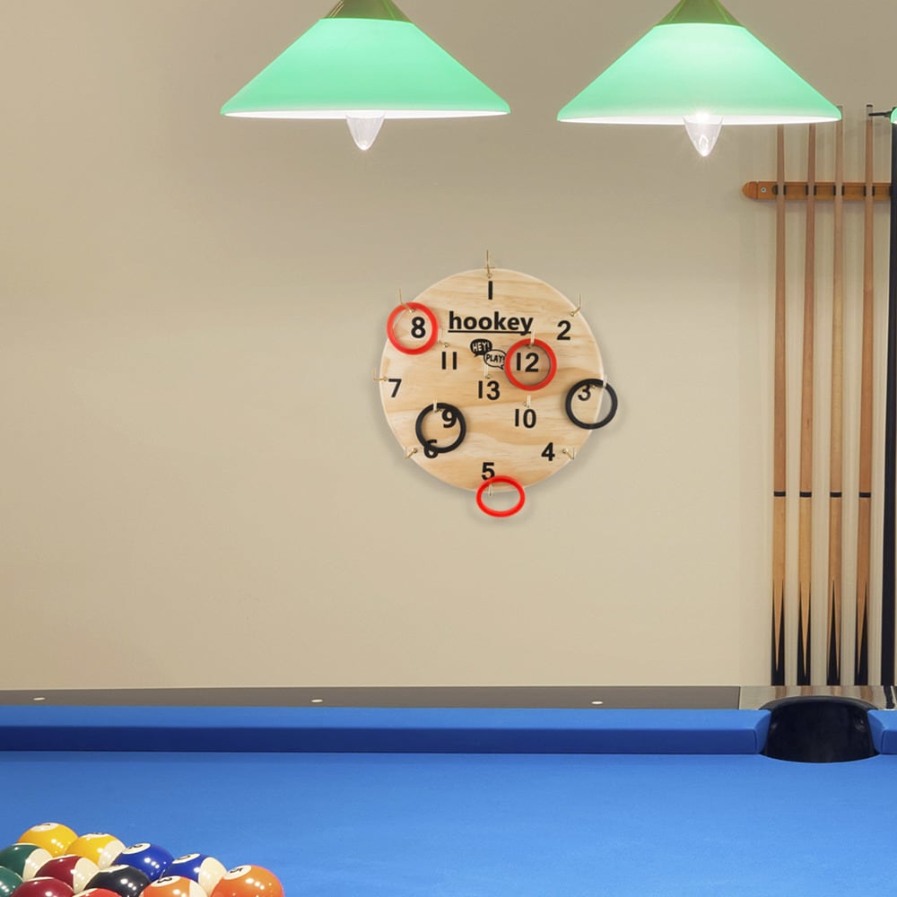 Hey! Play! Hookey Ring Toss Game Set for Outdoor or Indoor Play, Safe Alternative to Darts - 12" Diameter - 12" Diameter