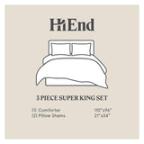 HiEnd Accents Augusta Black and White Botanical Toile Comforter Set, 3PC