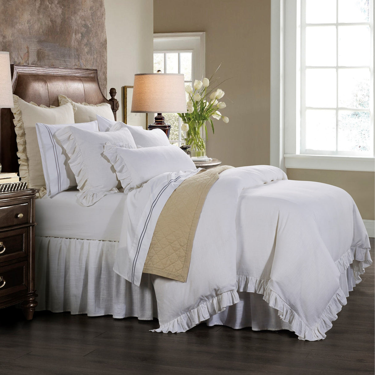 HiEnd Accents Lily Washed Linen Duvet Cover Set, 3PC