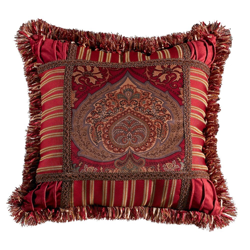 HiEnd Accents Printed Velvet 18-inch x 18-inch Throw Pillow With Trim