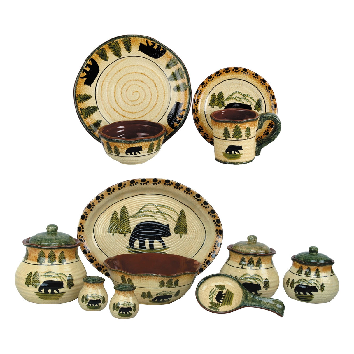 Paseo Road by HiEnd Accents Rustic Bear Dinnerware & Canister Set, 24PC