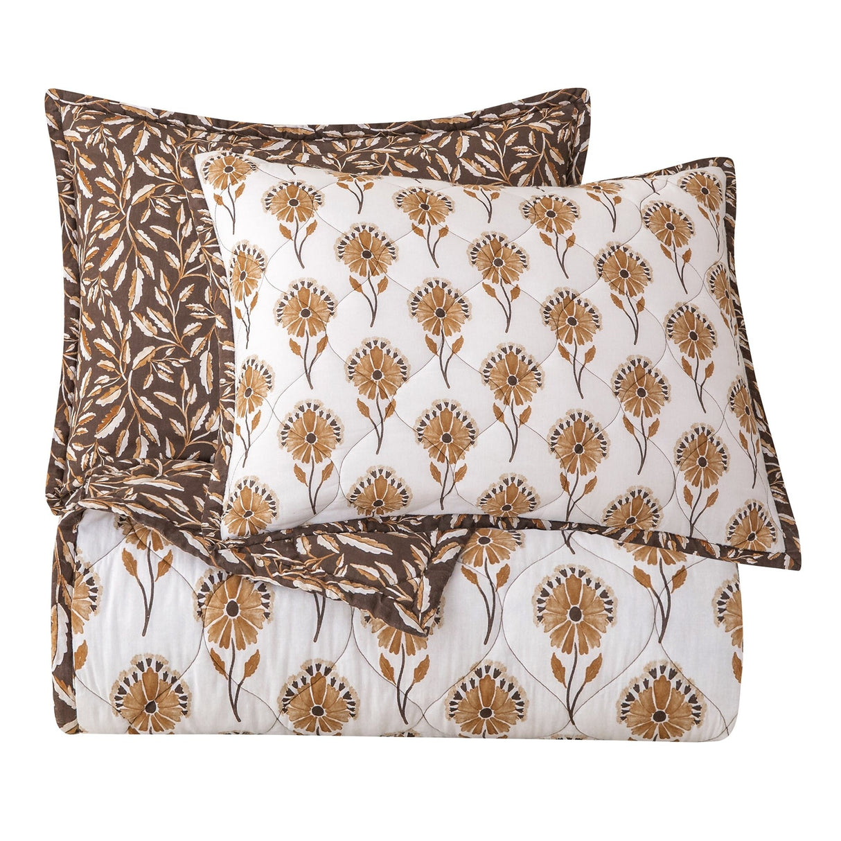 HiEnd Accents Woodstock Floral Ogee Reversible Quilt Set, 3PC