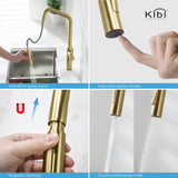 Brass High Arc Single Lever Kitchen Faucet with Pull Down Sprayer