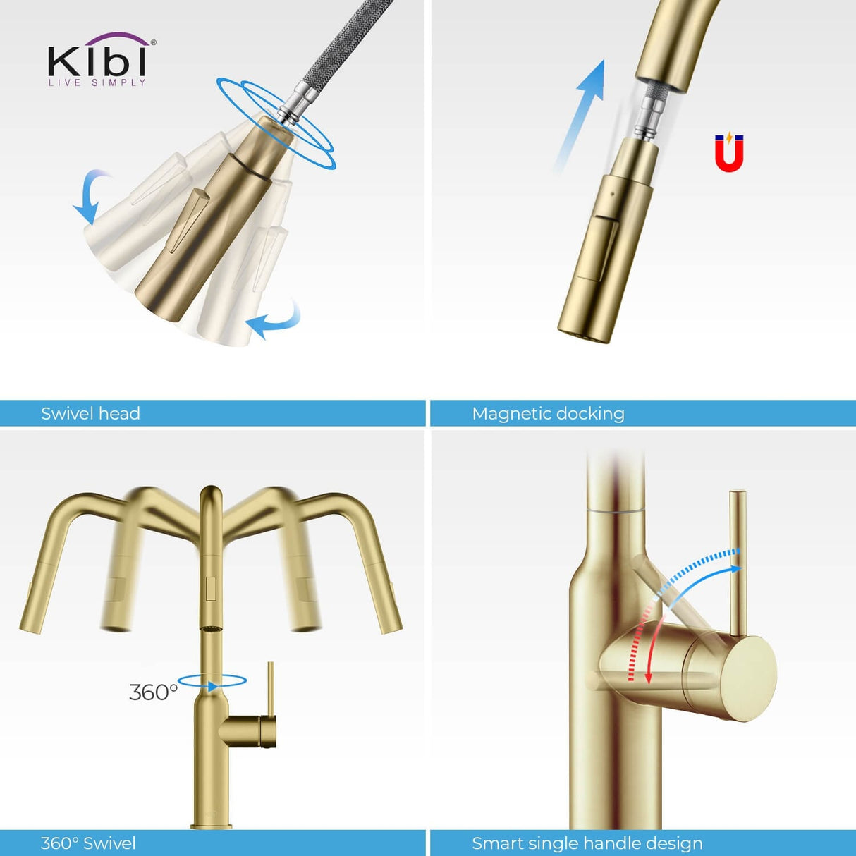 Brass High Arc Single Lever Kitchen Faucet with Pull Down Sprayer