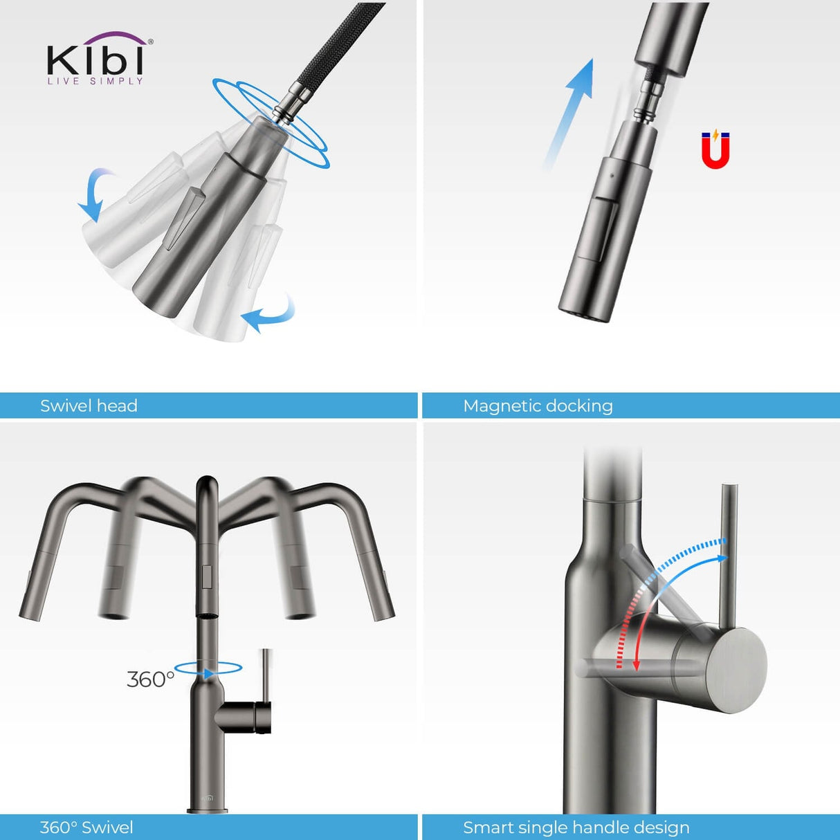 Brass High Arc Single Lever Kitchen Faucet with Pull Down Sprayer
