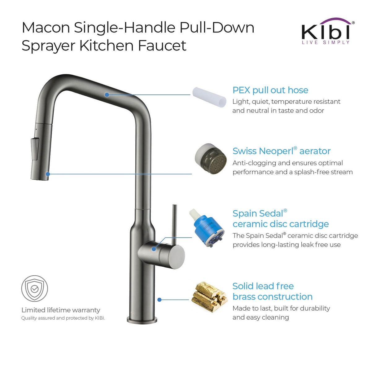 Brass High Arc Single Lever Kitchen Faucet with Pull Down Sprayer