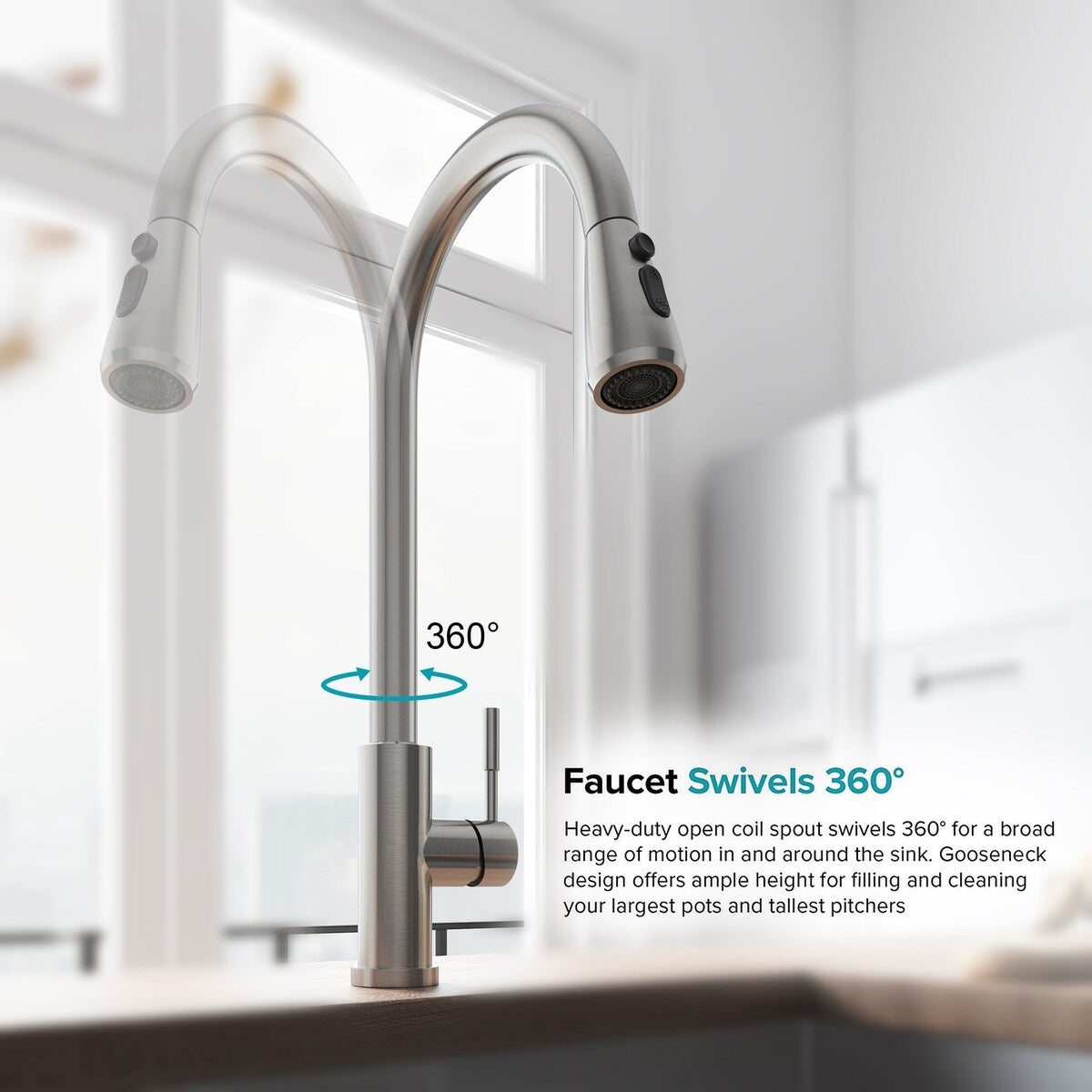 High Arc Stainless Steel Touch Control Kitchen Sink Faucet with 2-Function Sprayer