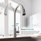 High Arc Stainless Steel Touch Control Kitchen Sink Faucet with 2-Function Sprayer