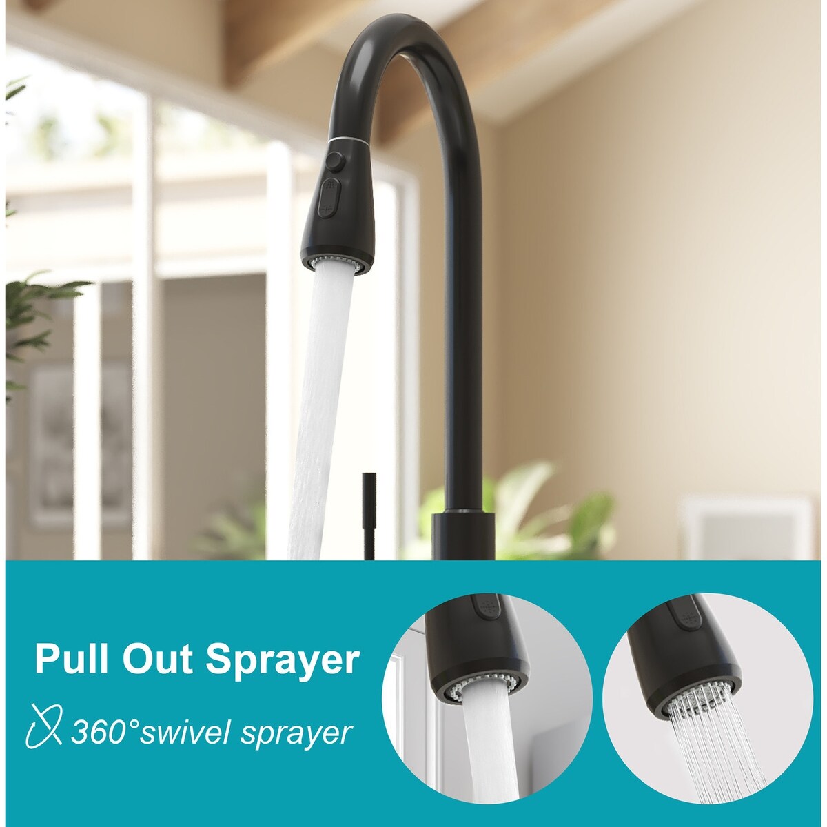 High Arc Stainless Steel Touch Control Kitchen Sink Faucet with 2-Function Sprayer