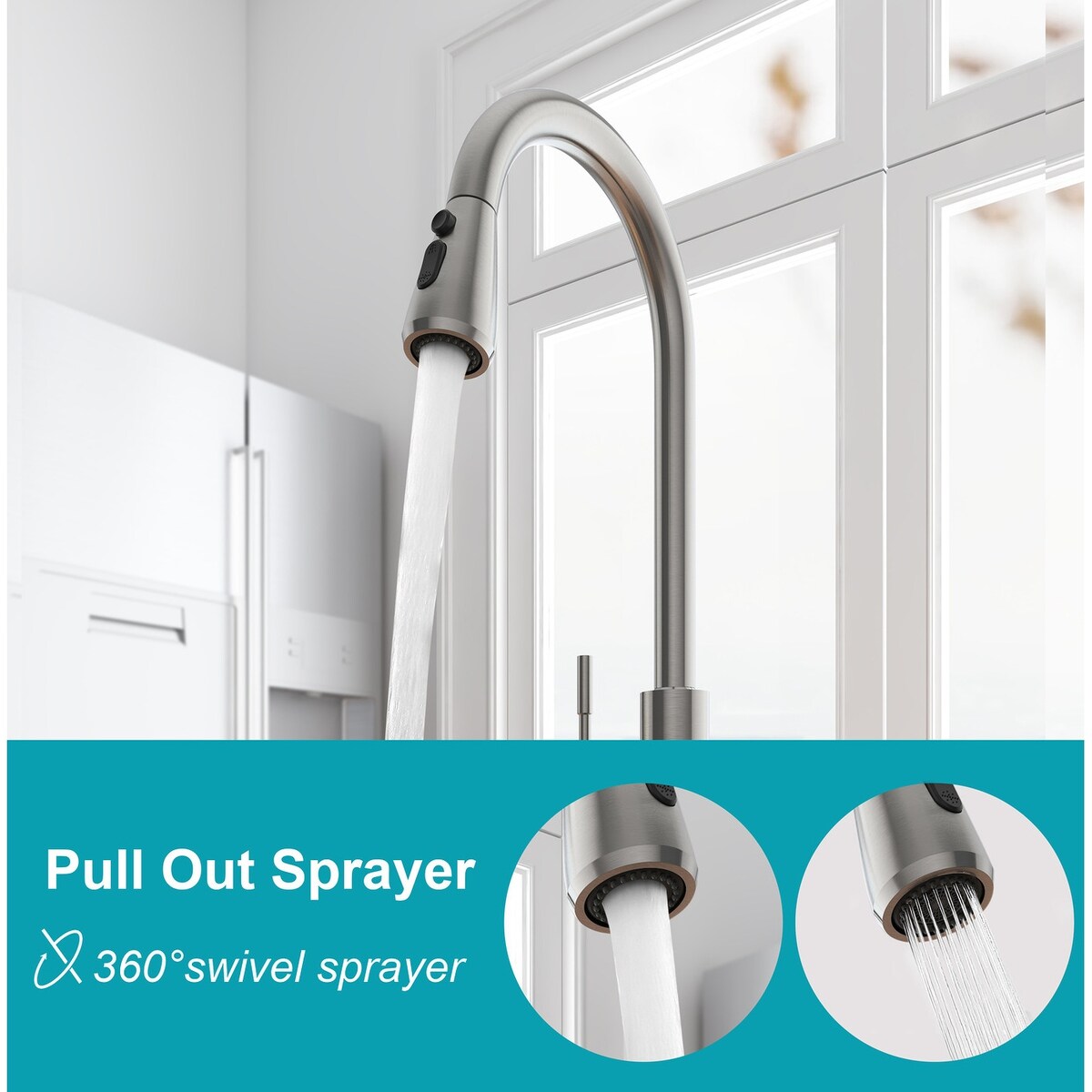 High Arc Stainless Steel Touch Control Kitchen Sink Faucet with 2-Function Sprayer