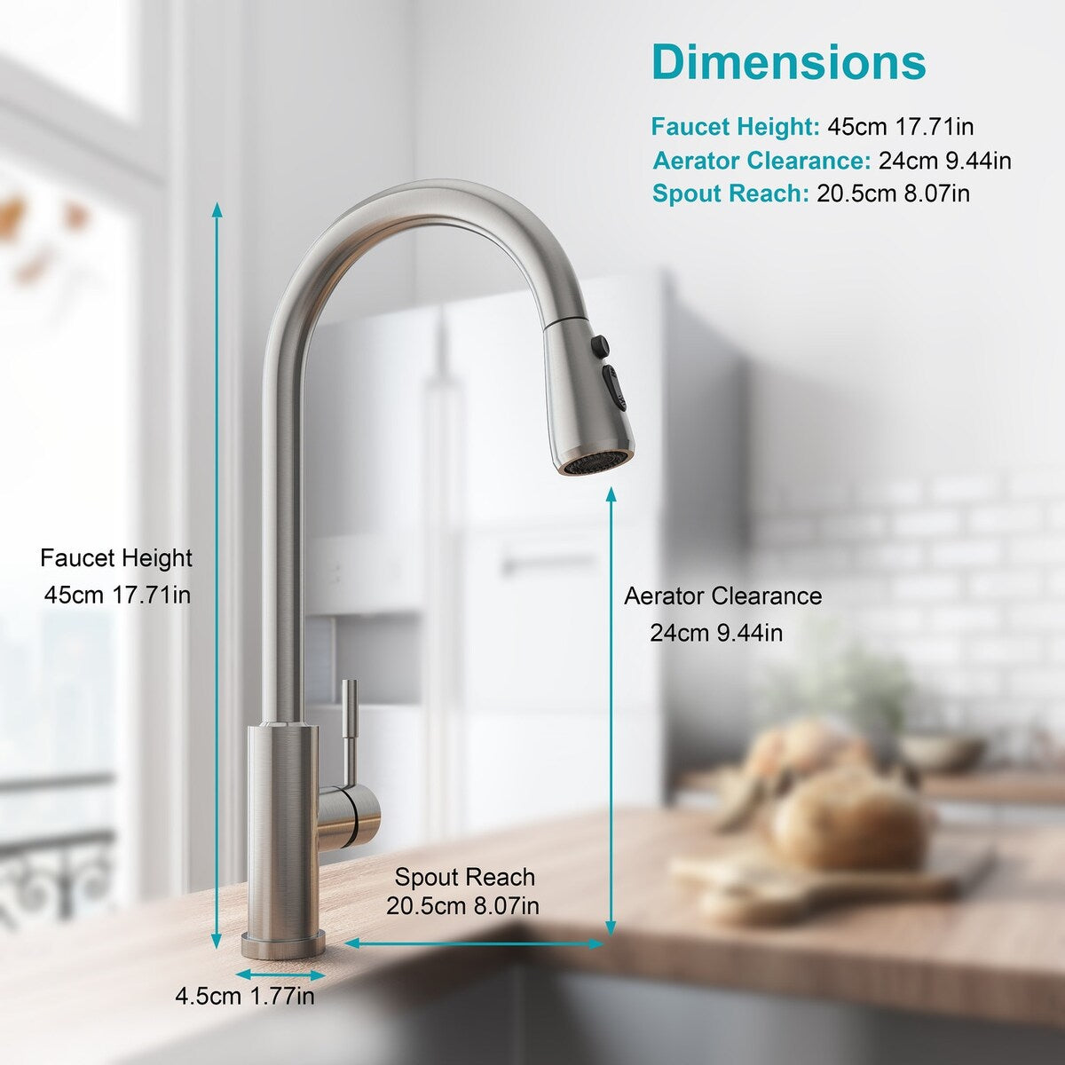 High Arc Stainless Steel Touch Control Kitchen Sink Faucet with 2-Function Sprayer