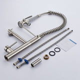 High Arch Spring Single Handle Kitchen Sink Faucet Pull Down Sprayer