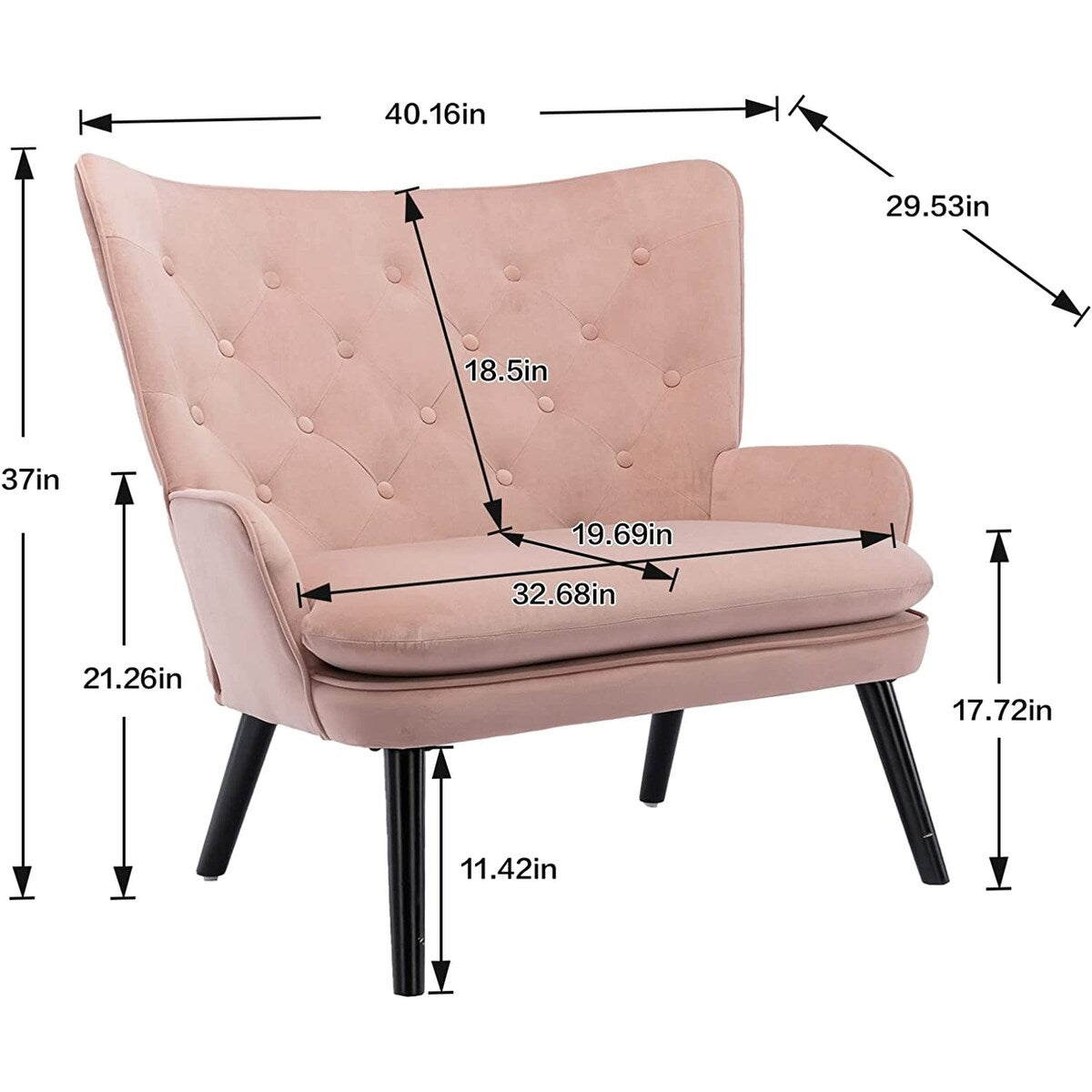 High Back Accent Chair, Comfortable Loveseat Padded Seat, Modern Lounge Couch