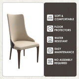 High-Back Dining Chair Upholstered in Leather with Ash Wood Legs Elm Collection