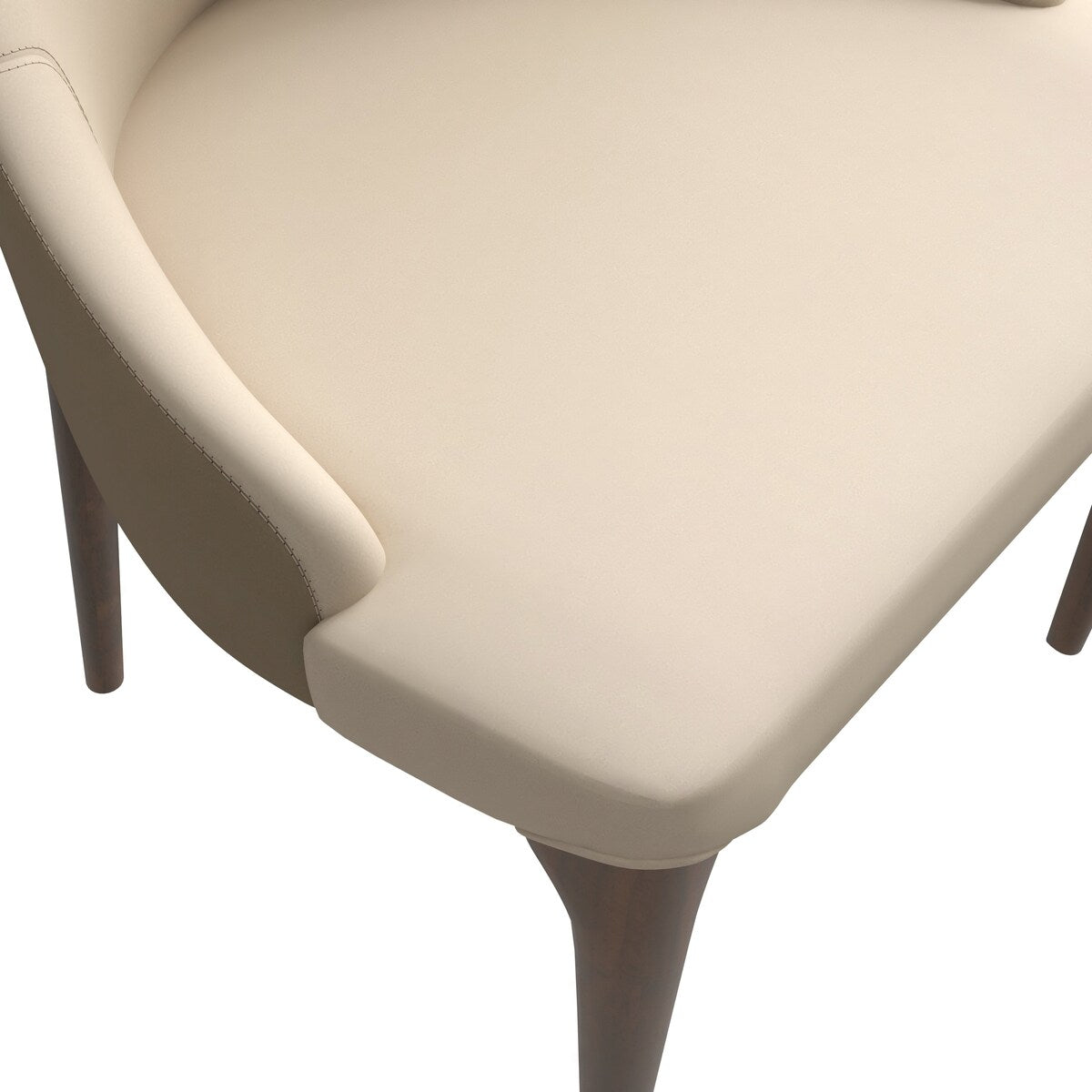 High-Back Dining Chair Upholstered in Leather with Ash Wood Legs Elm Collection