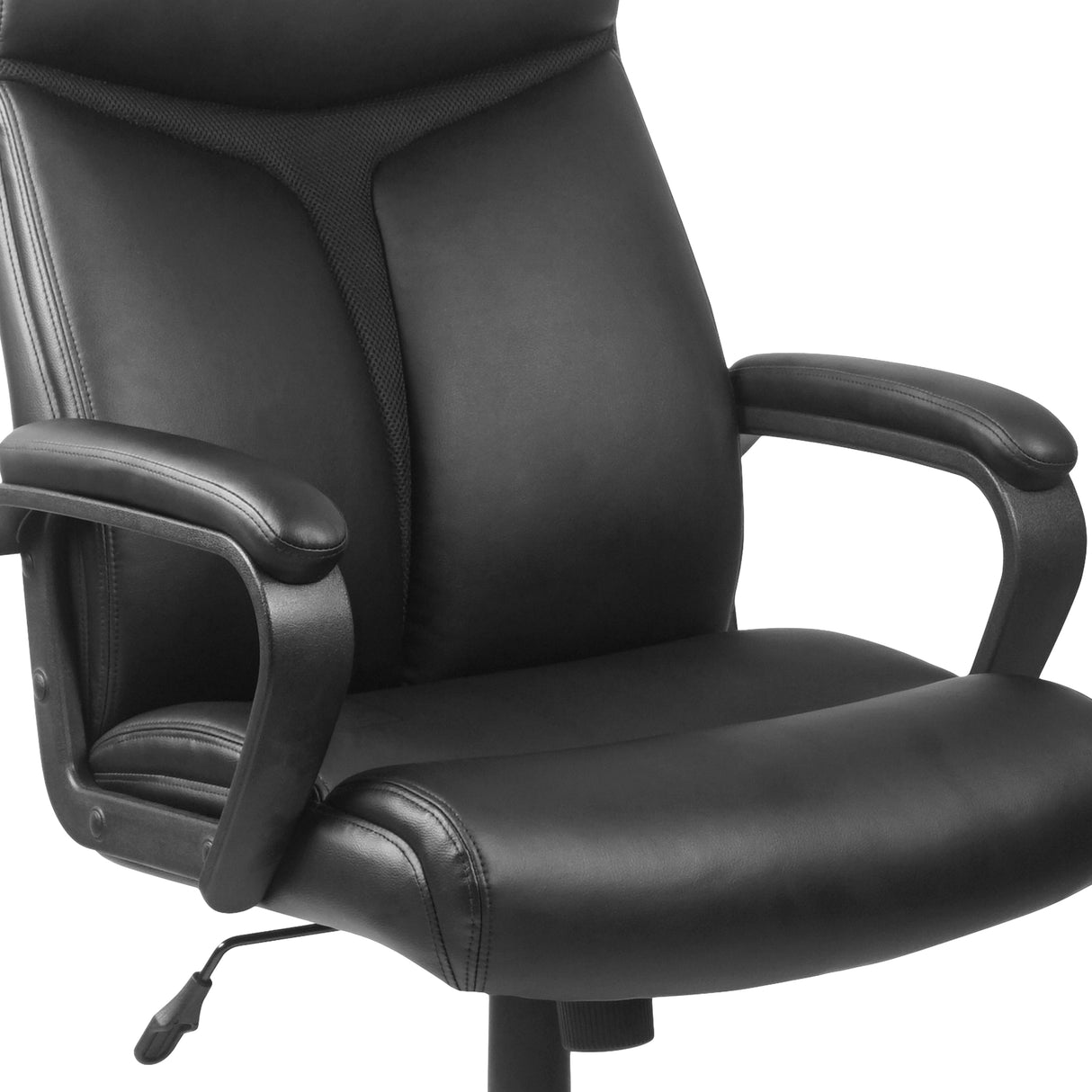 High Back LeatherSoft Executive Swivel Office Chair w/ Slight Mesh Accent