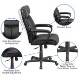 High Back LeatherSoft Executive Swivel Office Chair w/ Slight Mesh Accent