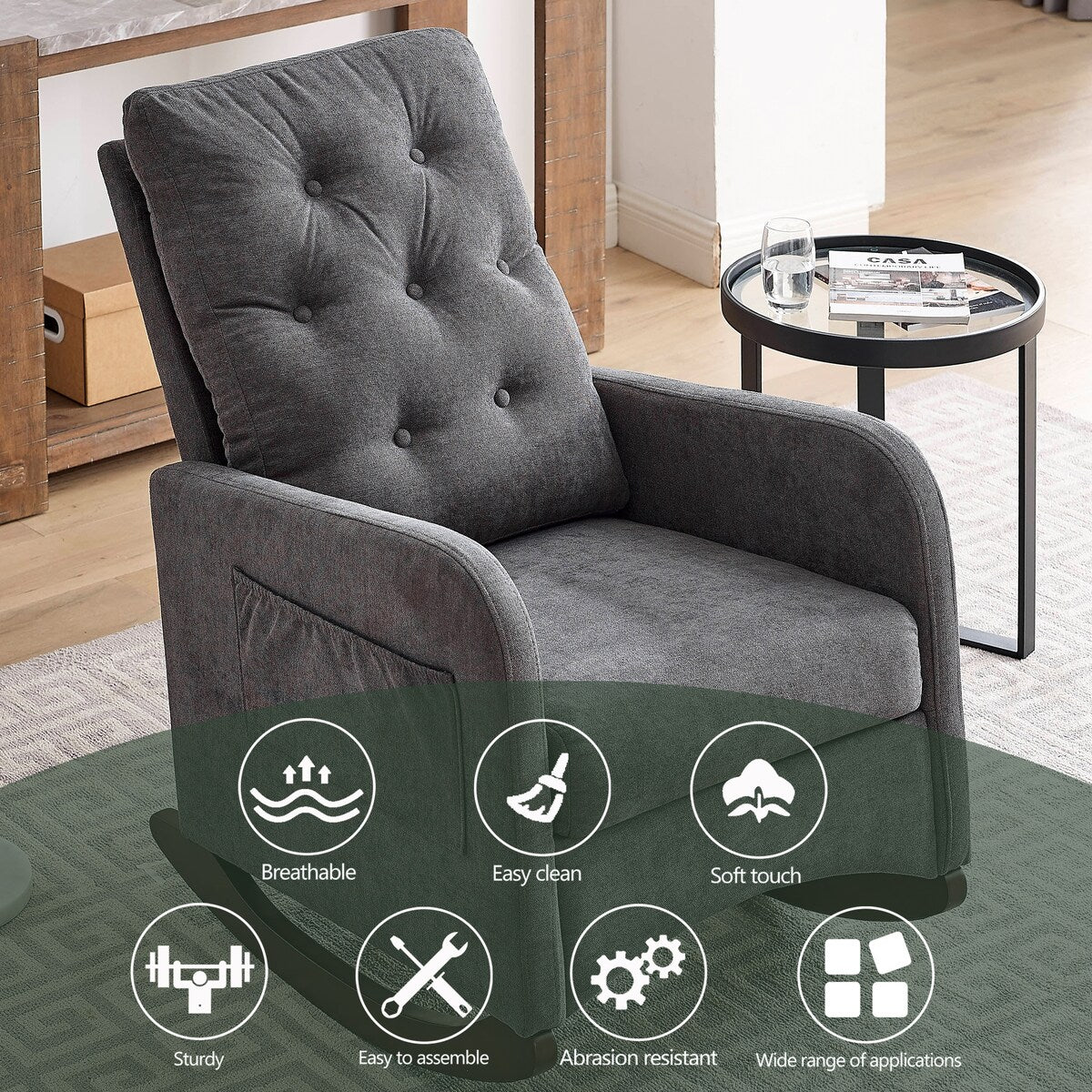 High Back Modern Fabric Rocking Chair Leisure Chair Single Sofa Side C