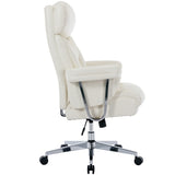 High Back Thick Bonded Leather Ergonomic Leather Computer Executive Office Chair for Comfort and Lumbar Support, White
