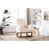 High Backrest & Cozy Armrest Rocking Chairs, Living Room Padded Seat Lounge Arm Chair with Two Side Pocket
