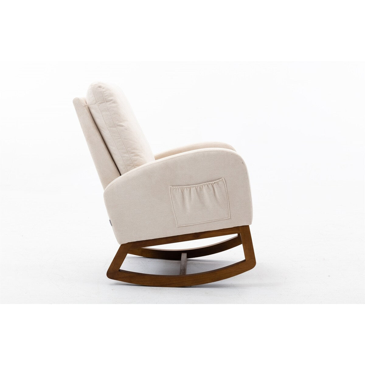 High Backrest & Cozy Armrest Rocking Chairs, Living Room Padded Seat Lounge Arm Chair with Two Side Pocket