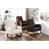 High Backrest & Cozy Armrest Rocking Chairs, Living Room Padded Seat Lounge Arm Chair with Two Side Pocket