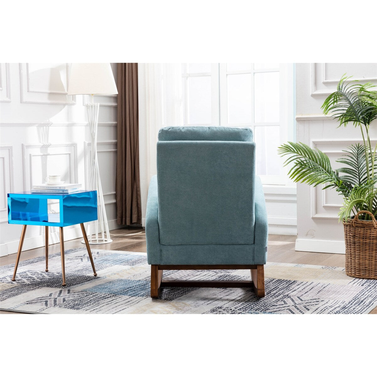 High Backrest & Cozy Armrest Rocking Chairs, Living Room Padded Seat Lounge Arm Chair with Two Side Pocket