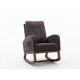 High Backrest & Cozy Armrest Rocking Chairs, Living Room Padded Seat Lounge Arm Chair with Two Side Pocket