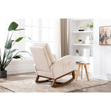 High Backrest & Cozy Armrest Rocking Chairs, Living Room Padded Seat Lounge Arm Chair with Two Side Pocket