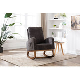 High Backrest & Cozy Armrest Rocking Chairs, Living Room Padded Seat Lounge Arm Chair with Two Side Pocket