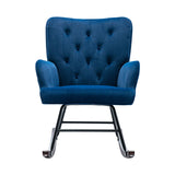 High Backrest & Cozy Armrest Velvet Rocking Chair Living Room Accent Chair Ergonomic Chair