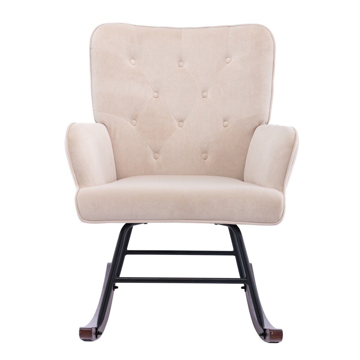High Backrest & Cozy Armrest Velvet Rocking Chair Living Room Accent Chair Ergonomic Chair