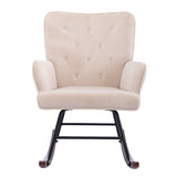 High Backrest & Cozy Armrest Velvet Rocking Chair Living Room Accent Chair Ergonomic Chair
