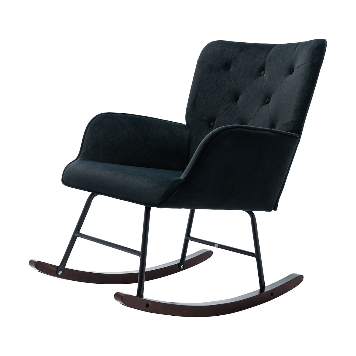 High Backrest & Cozy Armrest Velvet Rocking Chair Living Room Accent Chair Ergonomic Chair