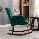High Backrest & Cozy Armrest Velvet Rocking Chair Living Room Accent Chair Ergonomic Chair