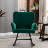 High Backrest & Cozy Armrest Velvet Rocking Chair Living Room Accent Chair Ergonomic Chair