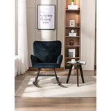 High Backrest & Cozy Armrest Velvet Rocking Chair Living Room Accent Chair Ergonomic Chair